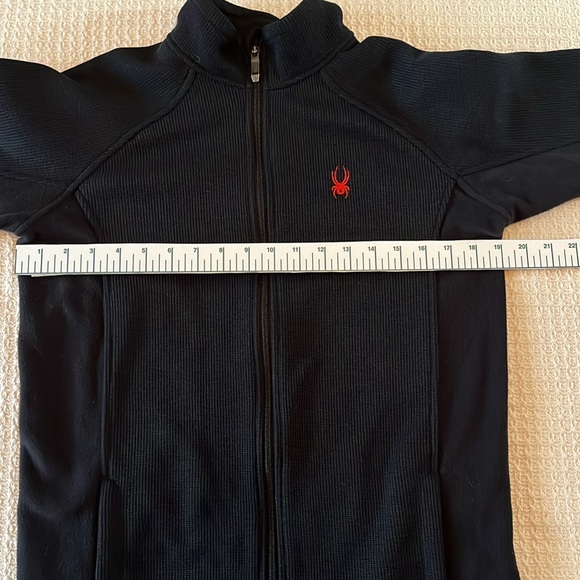 Spyder KIDS XL CORE Sweater/Jacket, XL BOYS, waffle knit and velour. Black w red - Picture 6 of 11